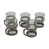 Tasses modernistes avec supports sculpturaux en acier, années 1970