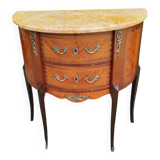 Commode ancienne style louis xv marqueterie plateau marbre