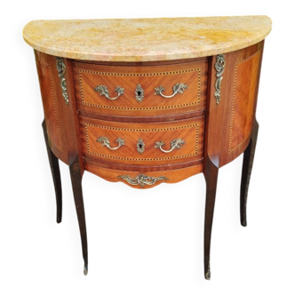 Antique Louis XV style chest of drawers with marquetry and marble top