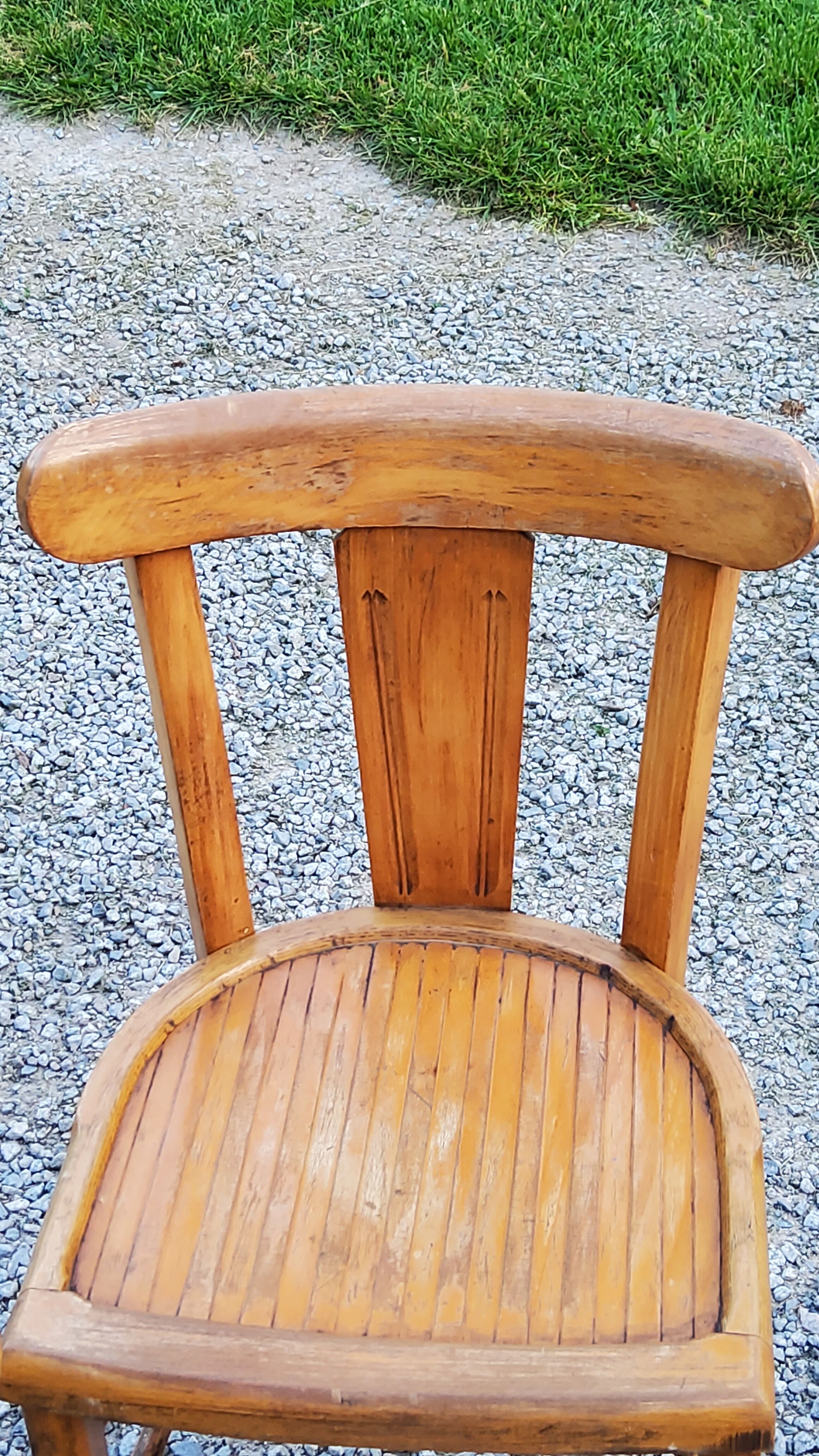 Set of 4 bistro chairs in beech and blond oak from the 50s