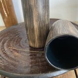 Six terracotta glasses, matt and glazed