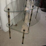 Glass, steel and bronze shelf, circa 1950