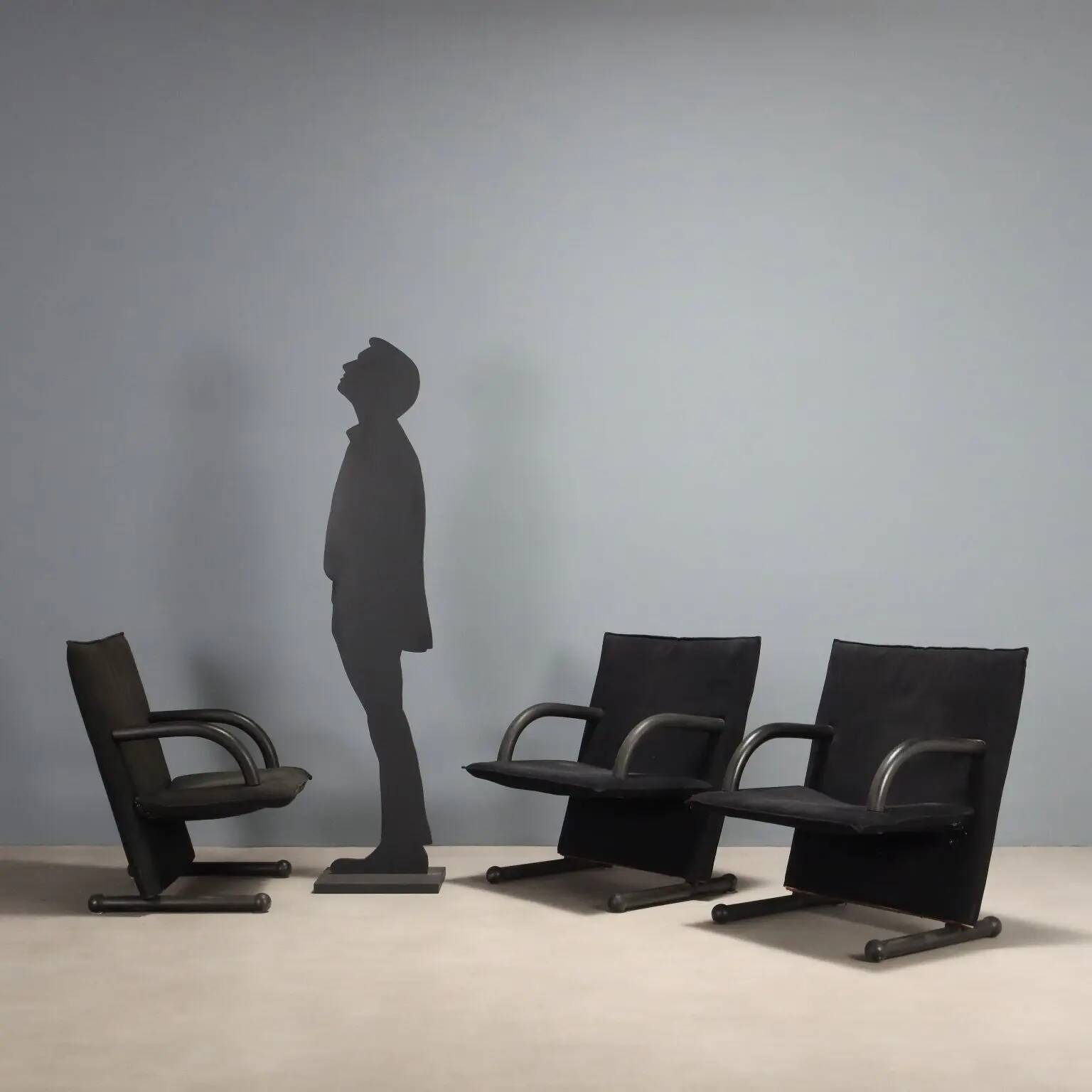 Artflex T Line armchairs designed by Burkhard Vogtherr in leather, Italy, 1980s.