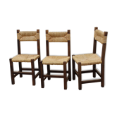 Trio de chaises paillées