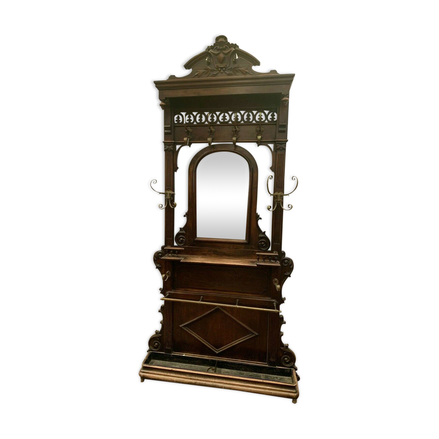 Napoleon III style coat rack in solid walnut XX century