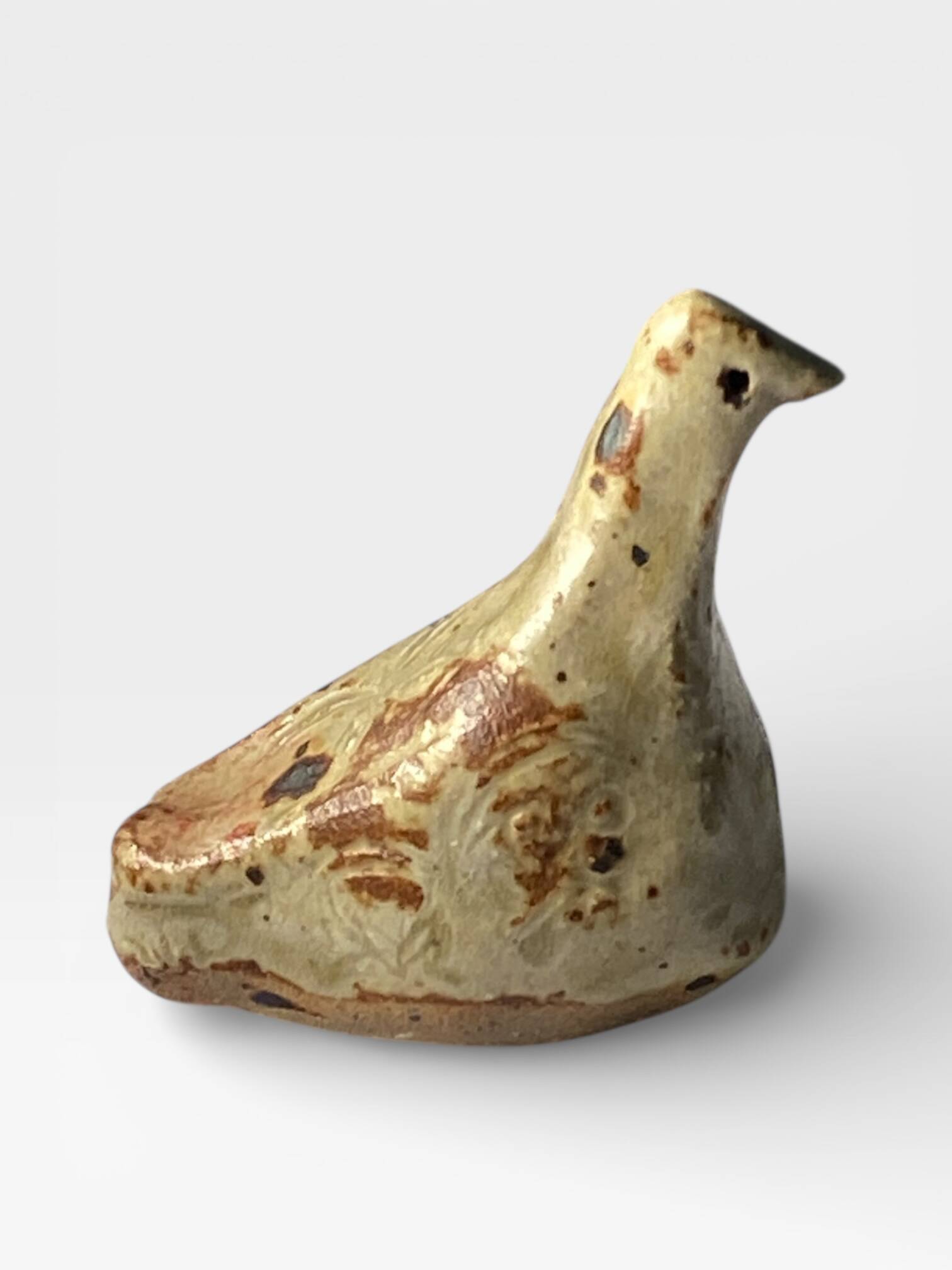 Ancient zoomorphic bird whistle in stoneware from La Borne.