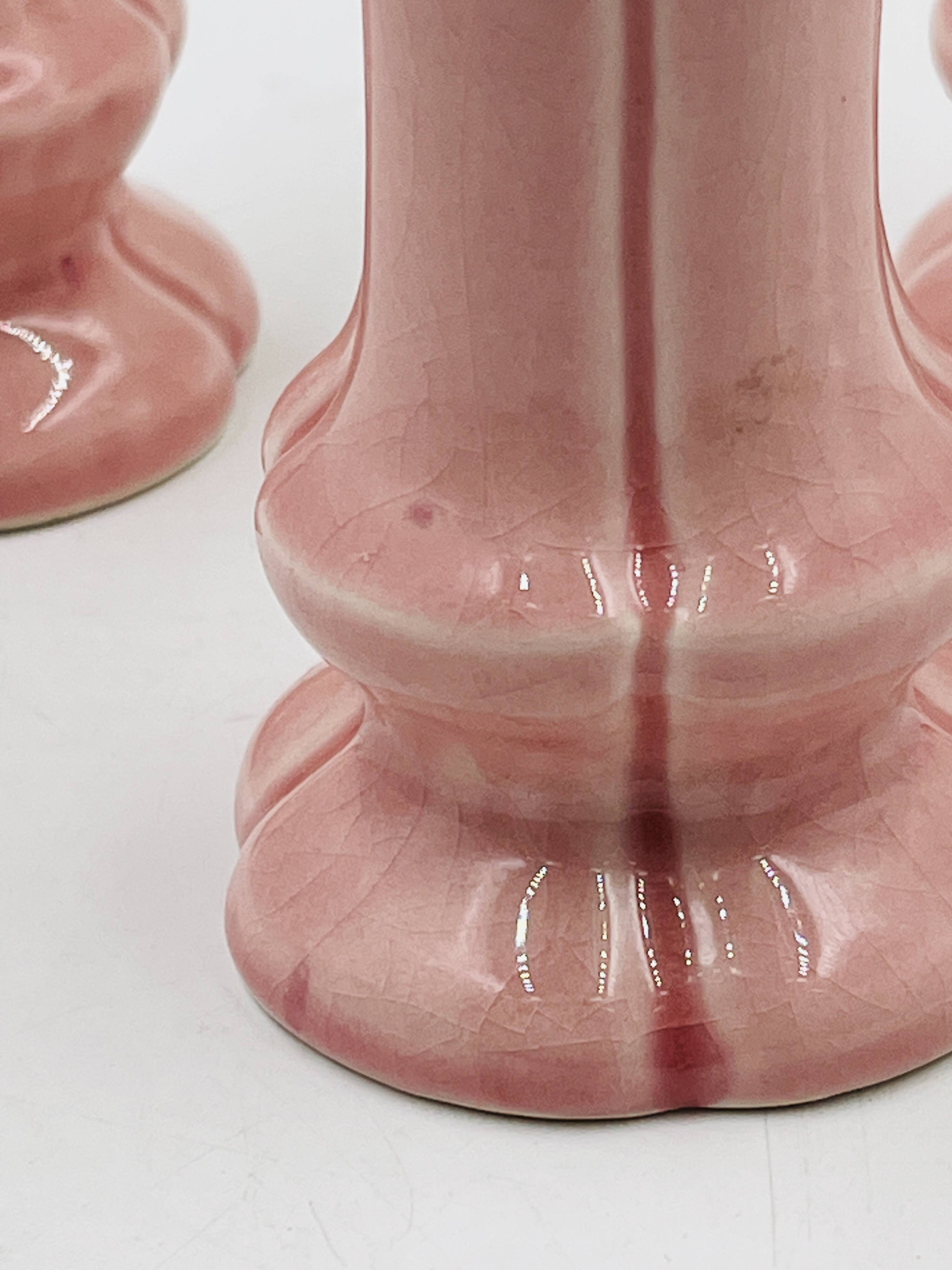 Set of 3 pink ceramic candle holders