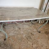 Marble and wrought iron coffee table
