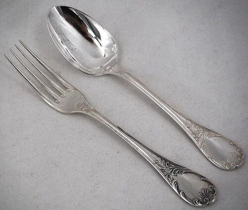 Christofle Marly, 12 dessert cutlery sets, 24 pieces silver-plated metal, 17 cm