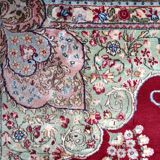 Antique 1920s Persian Kerman rug, floral medallion, red field, 273cm x 362cm