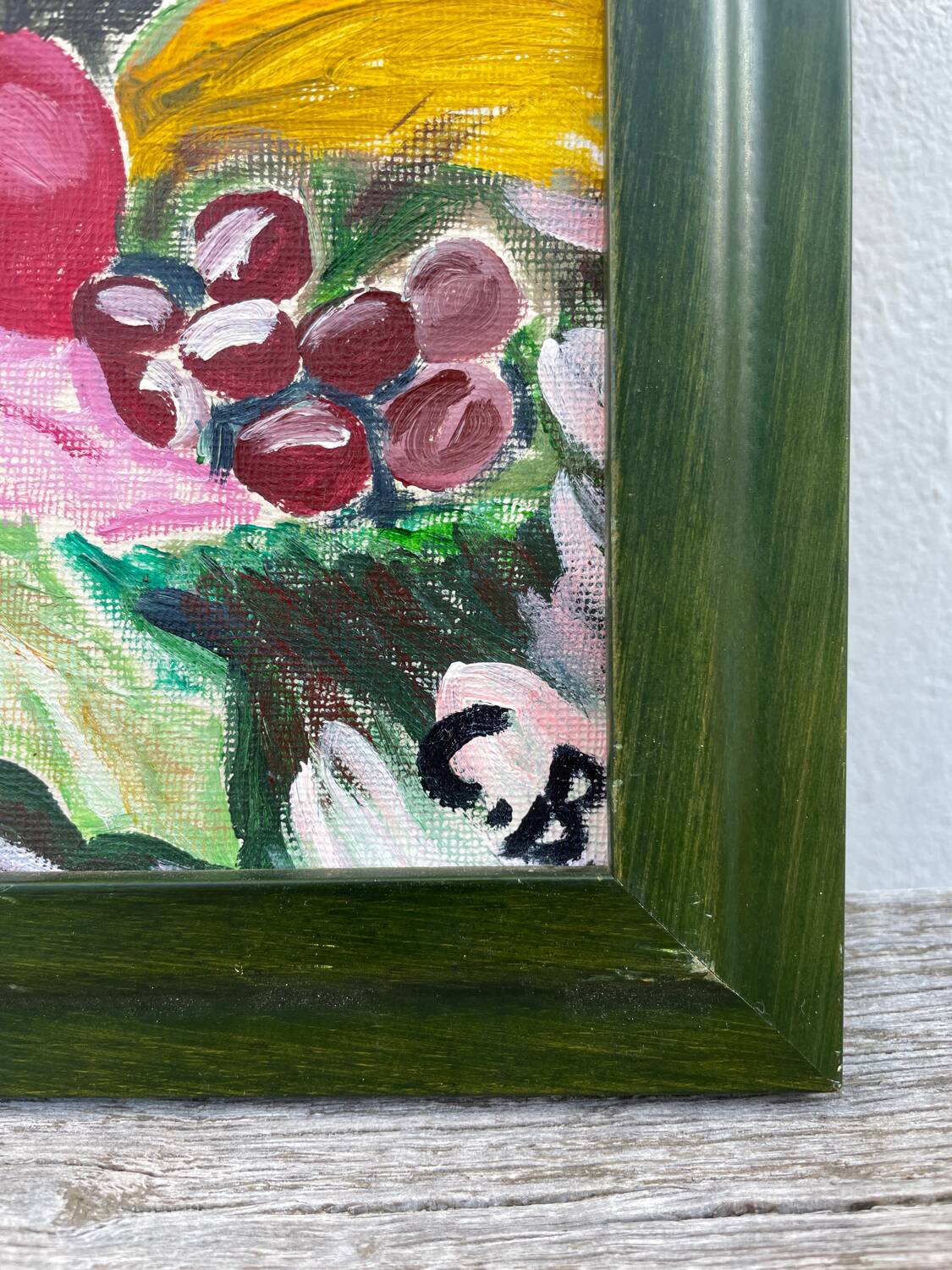 Peinture bouquet de fleurs tableau signé