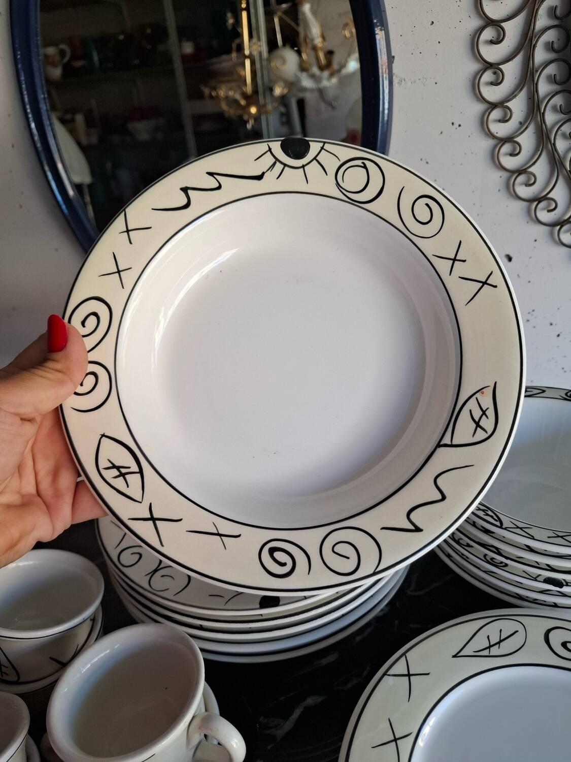 Service de table italy vintage graphique 90