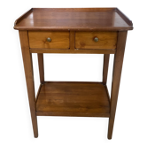 Table d’appoint 2 tiroirs merisier 1950