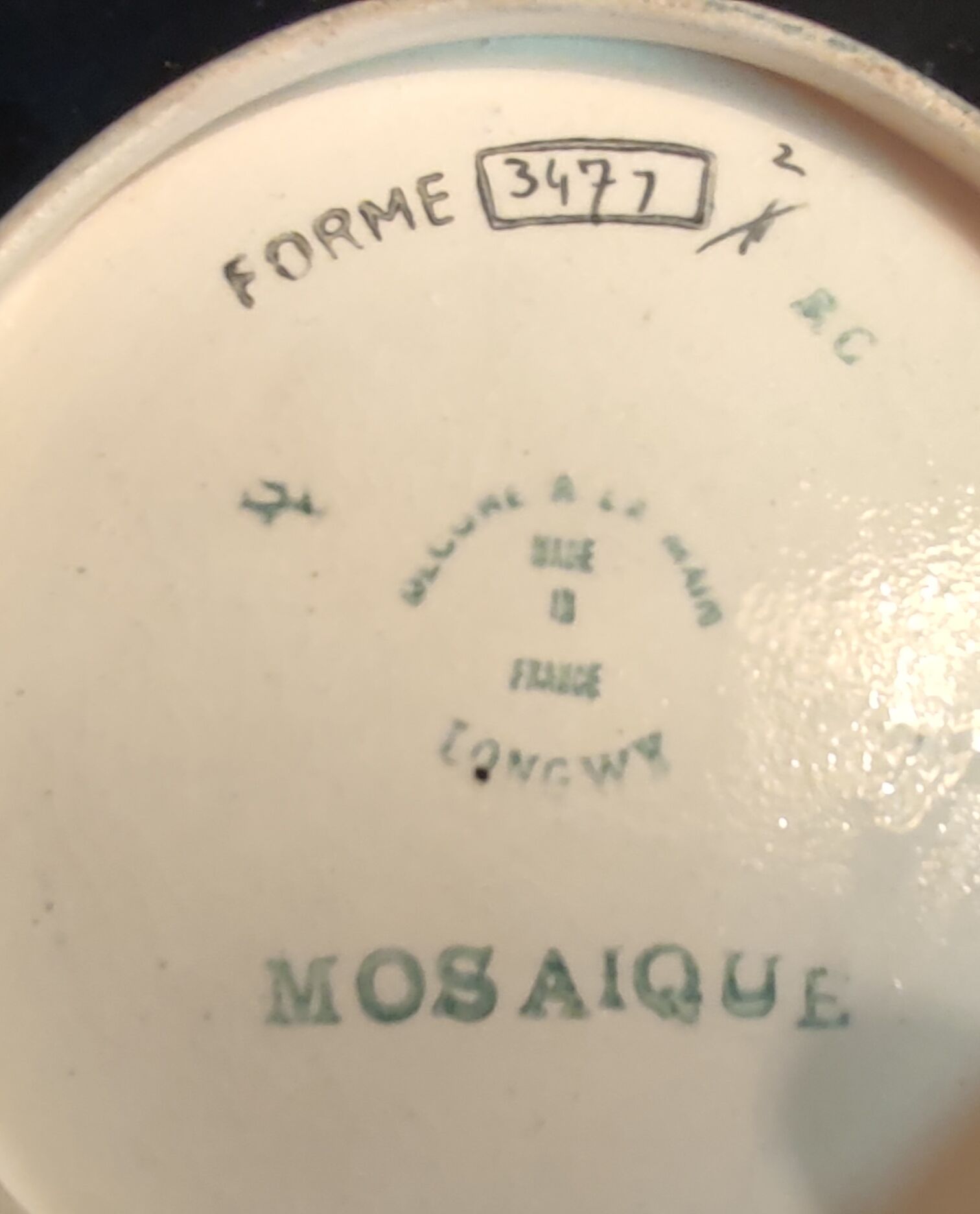 Old empty pocket Longwy mosaic model decoration by Maurice-Paul Chevallier