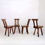 Brutalist Chairs attributed to Mobichalet, Belgium, 1960s, Set of 4