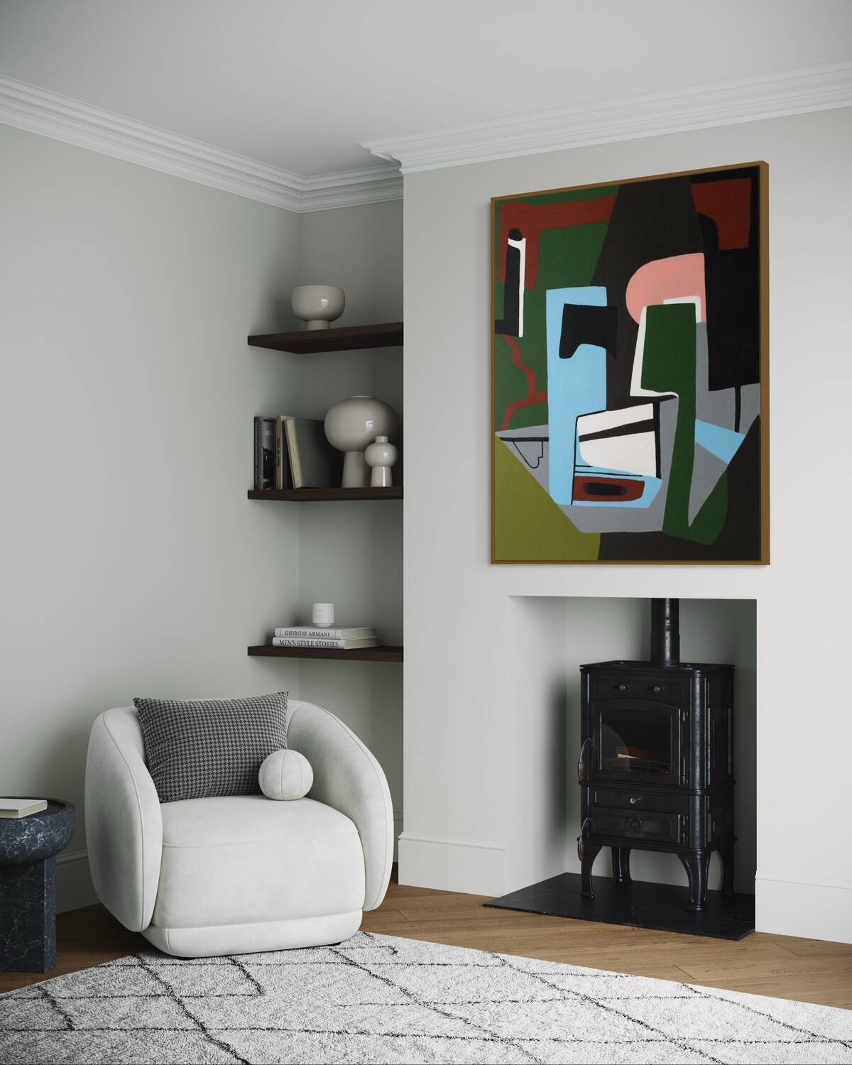 Original abstract painting "Powerful alignment" on canvas 100x81cm.