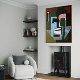Original abstract painting "Powerful alignment" on canvas 100x81cm.