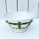 Large earthenware bowl with vintage green geometric decor