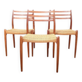 Chaises modèle 78 par Neils O. Møller pour JL Møllers Møbelfabrik, Danemark, années 1960, ensemble de 3