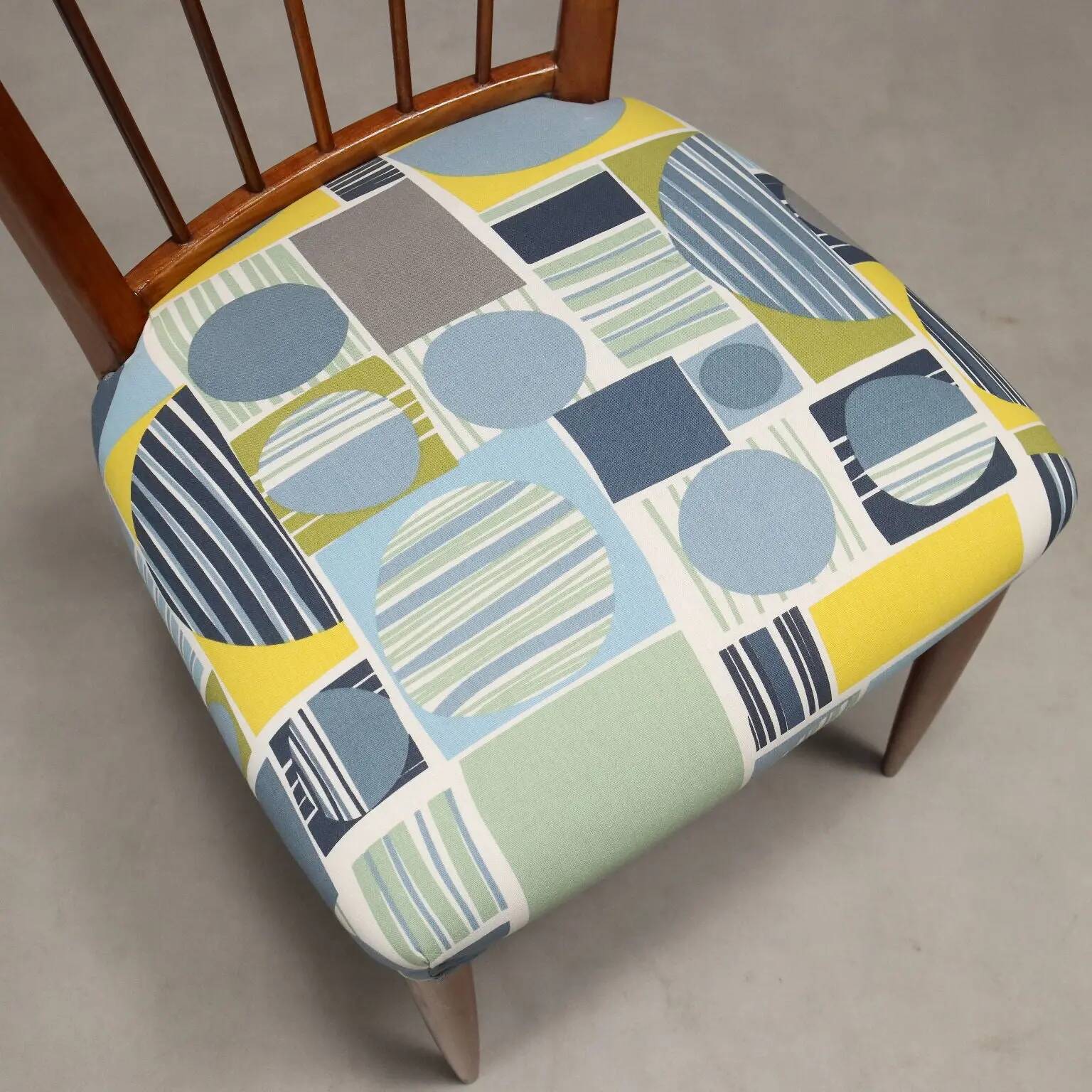 Vintage beech and fabric chairs, design, Italy, 1960s
