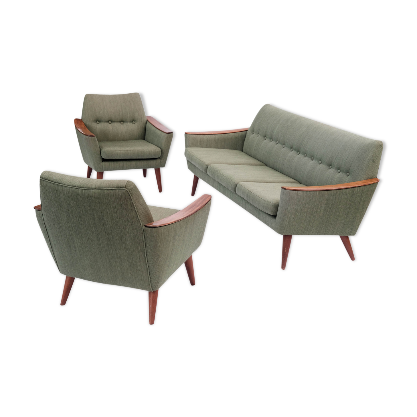 living room set,  norway 1960's, set of 2 armchairs & sofa