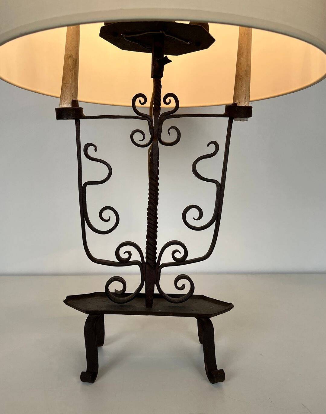 Wrought Iron Candelabrum with Six Lights, French Work, circa 1950