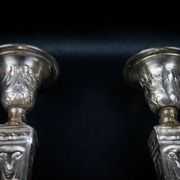Pair of Neoclassical Victorian Silver Plated Candlesticks