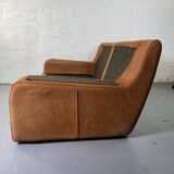 Roche-Bobois brown leather sofa