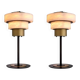 Pair of table lamps in patinated brass and alabaster.