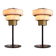 Pair of table lamps in patinated brass and alabaster.