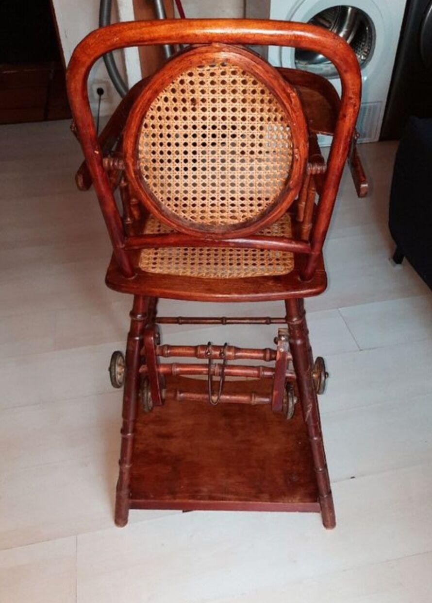 High chair wood and cannage