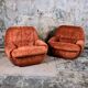 Pair of squirrel velvet armchairs, France, 1970s