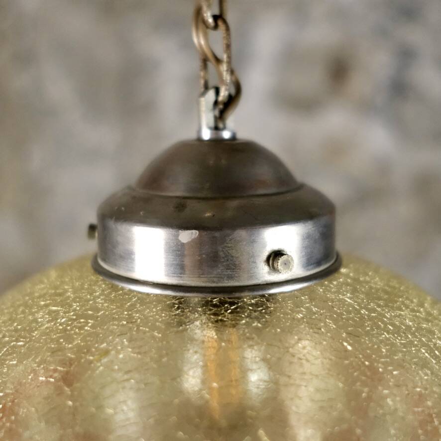 Mid-century crackle glass lantern with checkered pattern, France