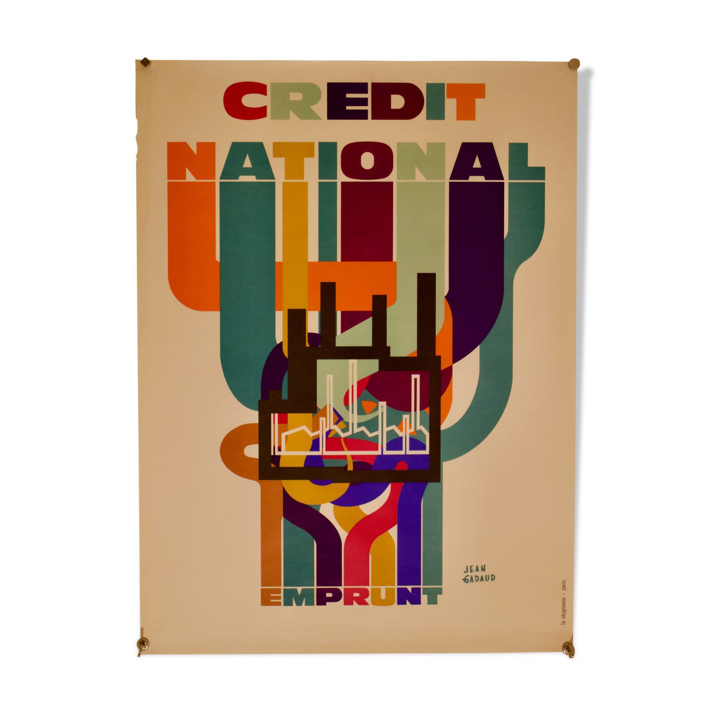 Poster by Jean Gadaud - Credit National Loan for Industry - 1970s