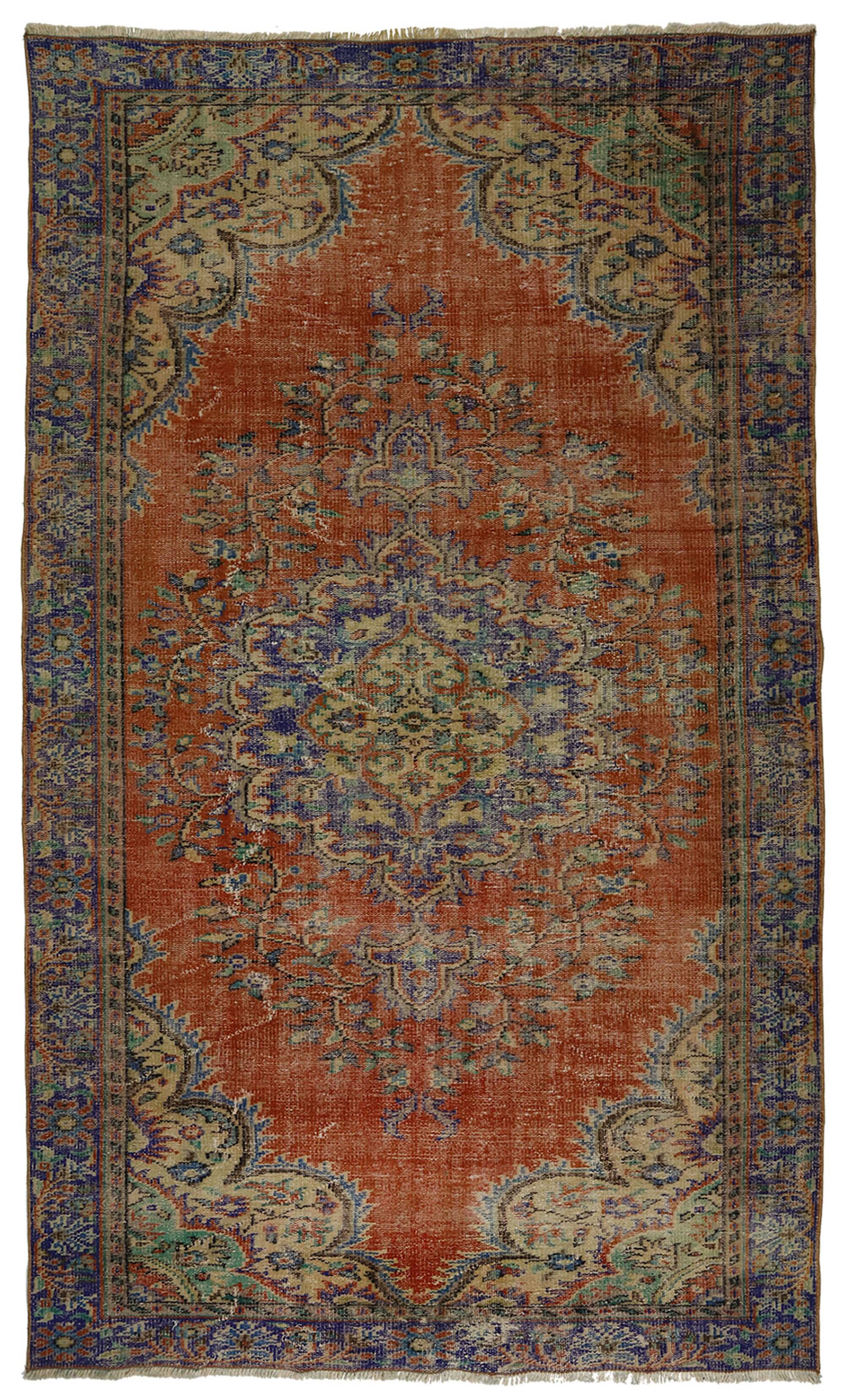 One-of-a-kind turkish handwoven vintage rug - rustic vintage charm 308x 174 cm