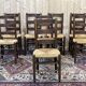 Suite of 8 oak chairs and straw seats - 1950s work