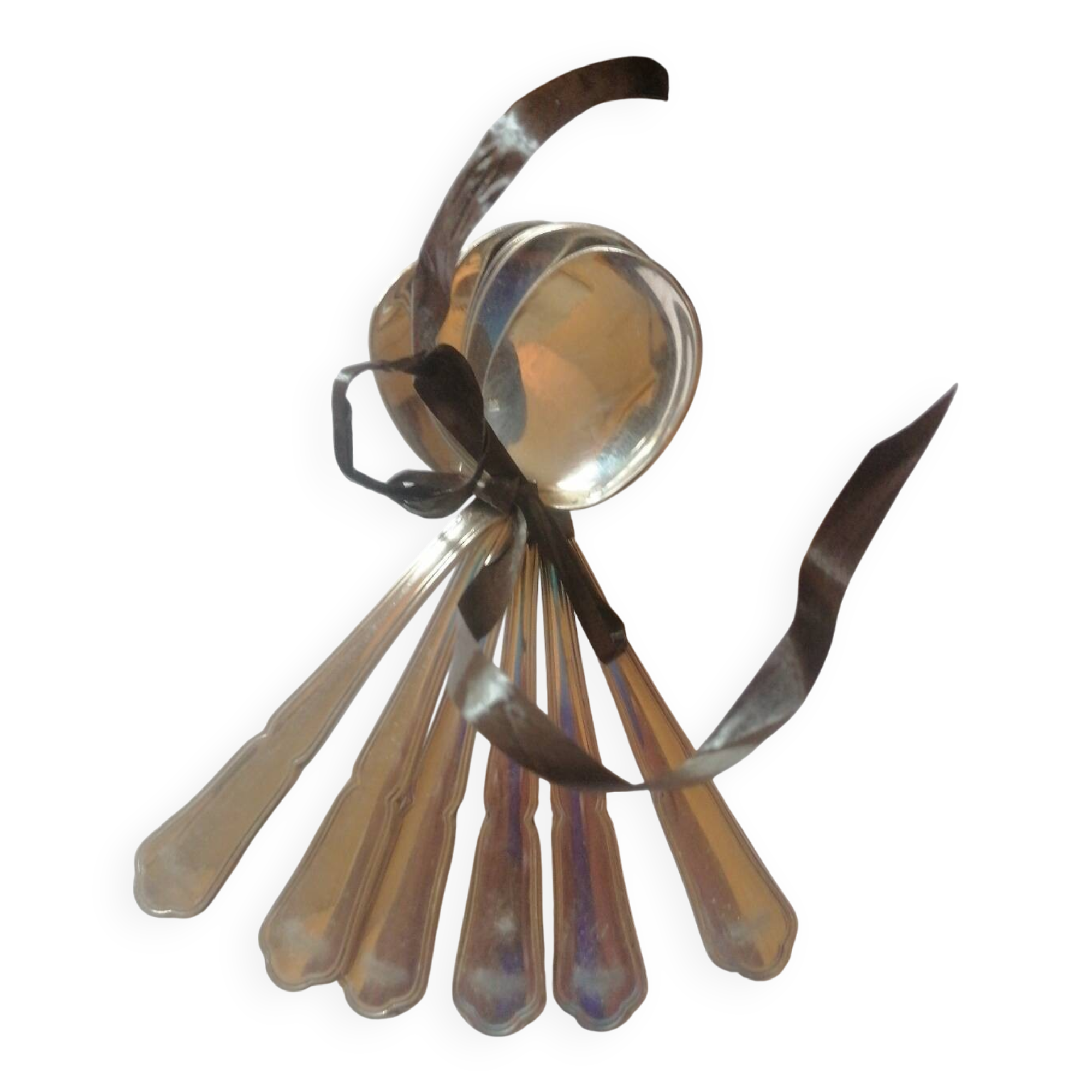 6 silver metal ice cream spoons