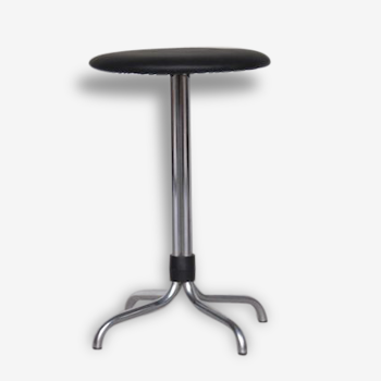 Brabantia metal stool with black vinyl upholstery