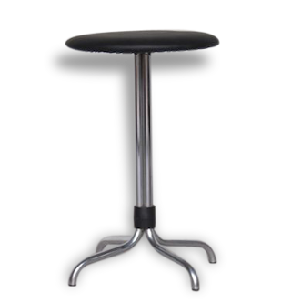 Brabantia metal stool with black vinyl upholstery