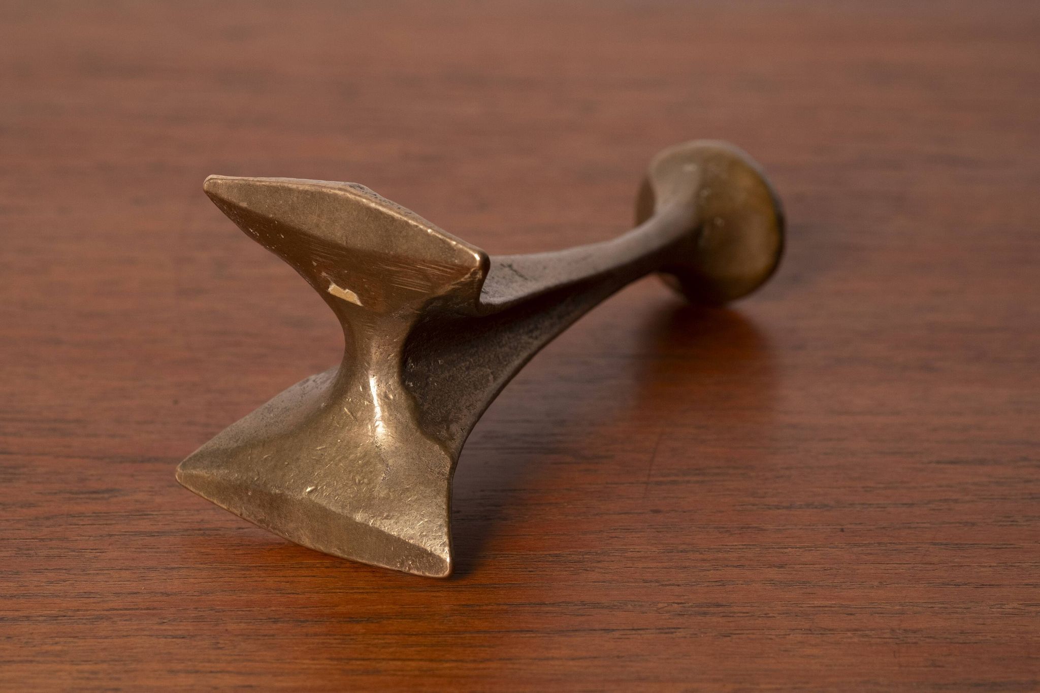 Brutalist bronze candlestick by Michael Harjes, 1970s, Germany.