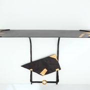 Pair of brutalist wrought iron consoles by Argueyrolles 1990