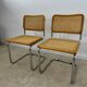 Lot of 2 identical caned chairs Cesca B32 design Marcel Breuer 1970 Made in Italy vintage