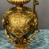 Pair of neo-Renaissance gilt bronze pitchers.