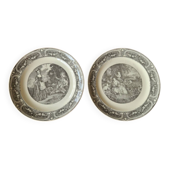 2 Regency Sarreguemines plates 1900