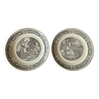 2 assiettes Régence Sarreguemines 1900