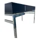 Large textured black lacquered flat desk and chrome in 1970s style — Esprit Mai
