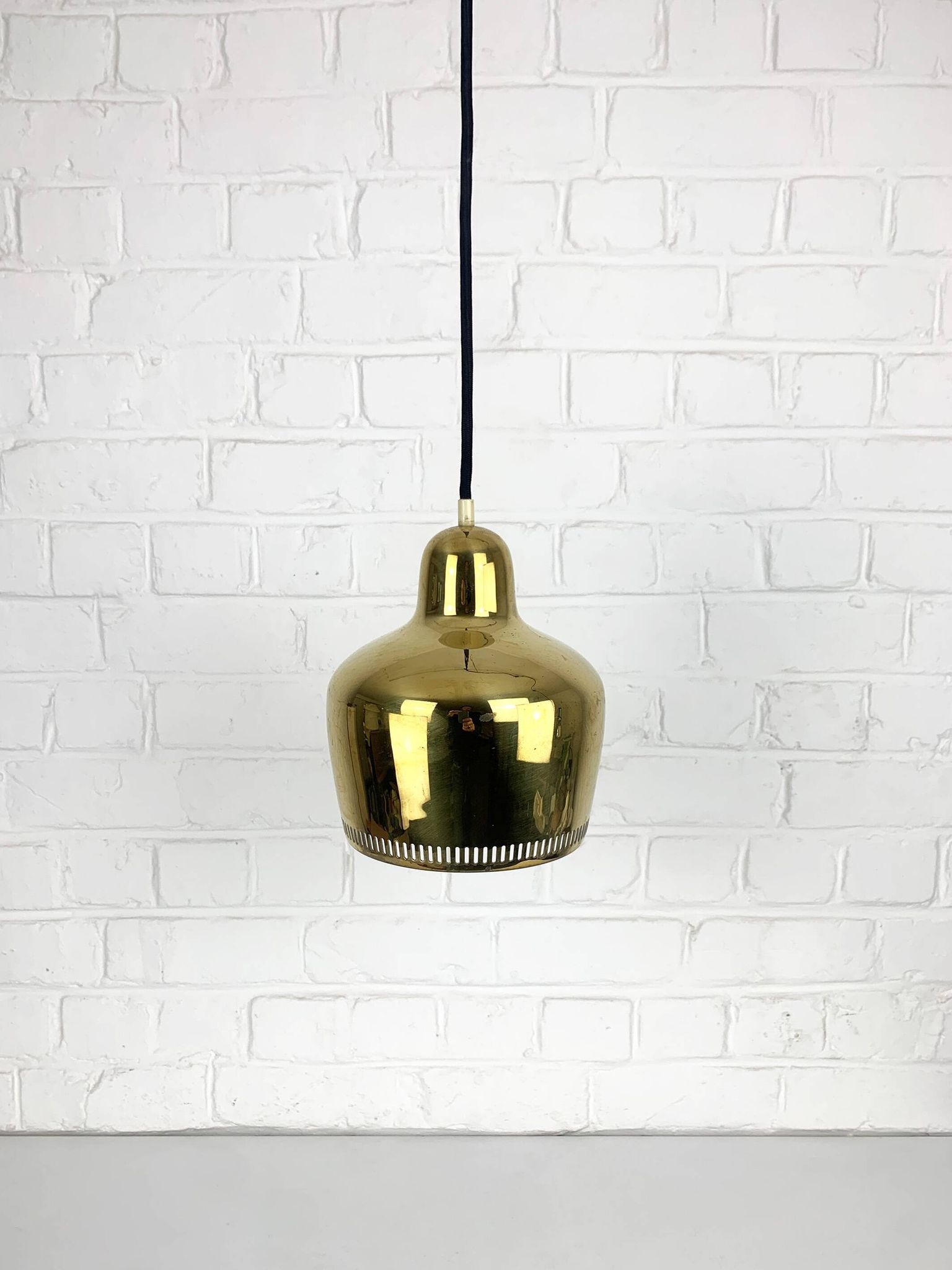 Golden Bell brass pendant light Alvar Aalto Louis Poulsen, Denmark 1950s