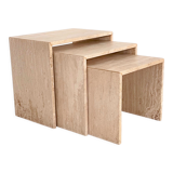 Nesting coffee tables in travertine stone from the 1970