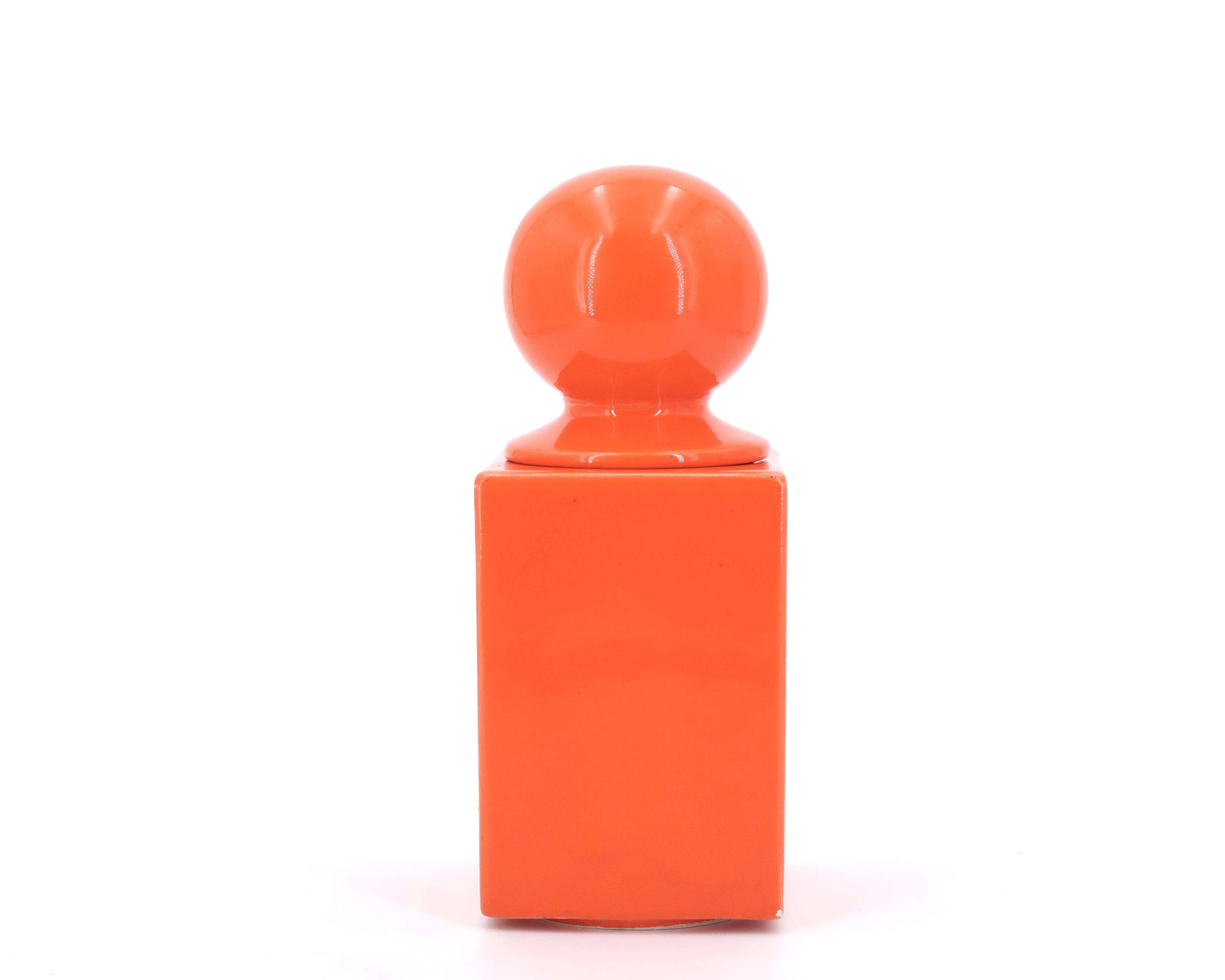 Orange ceramic box by Pino Spagnolo for Sicart Italy