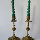 Pair of neoclassical brass candlesticks
